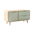 Modern Scandinavian-Style Wooden Storage Cabinet with Mint Green Doors